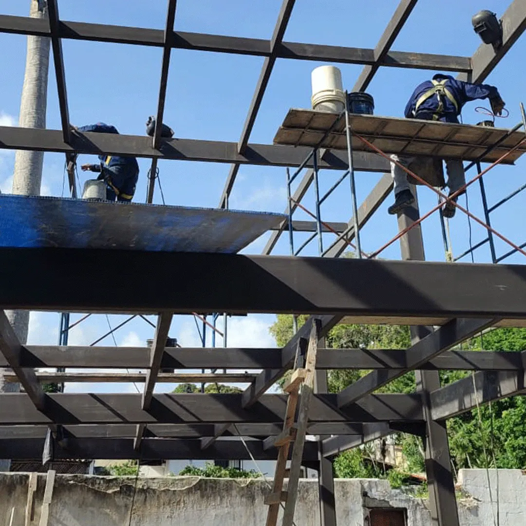 Roof structure installed over the frames.